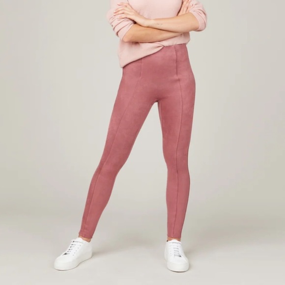 Spanx Faux Suede Leggings in Rose - Picture 1 of 9